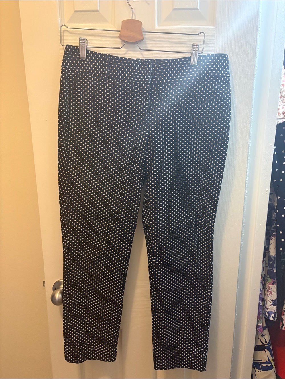White House Black Market Black and White Dot Slim Dress Pants